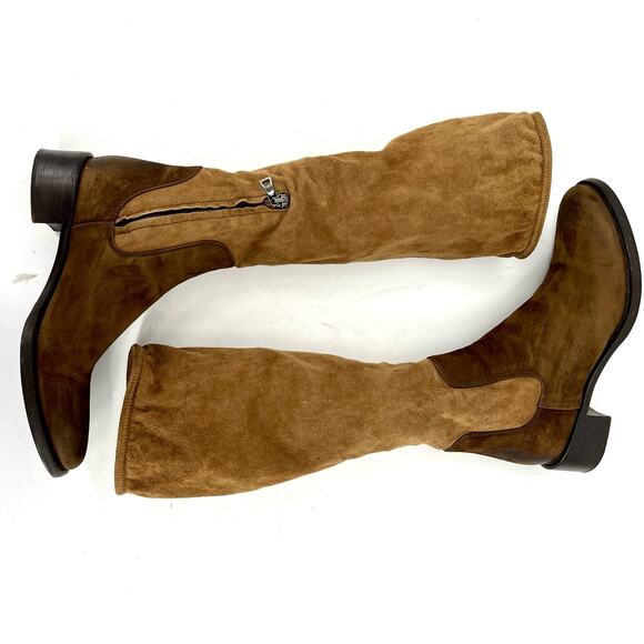 Prada brown suede‎ colorblock riding boots (35.5 / US 5) - Picture 9 of 13